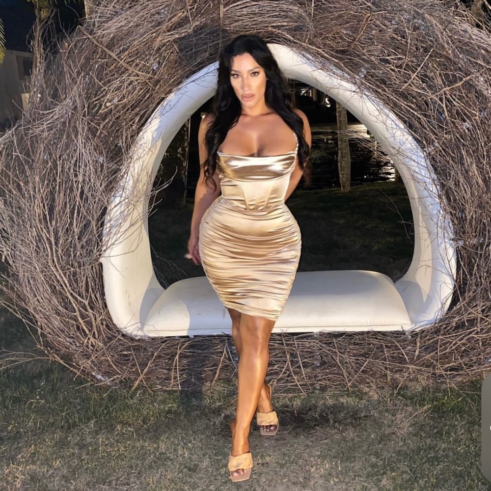 Oh Polly Satin corset midi dress